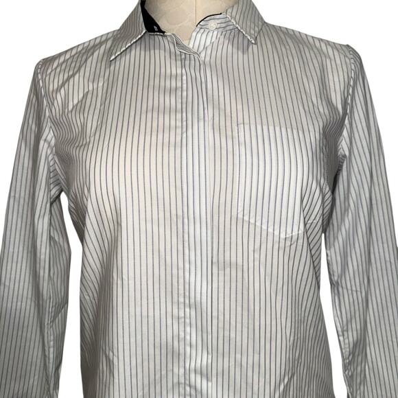 Jil Sander Women's Collared Striped Button-Up Shirt in Blue/White Size 36 - Picture 2 of 10